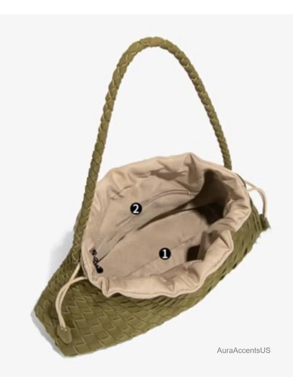 Slouchy Woven Hobo Bag Women's Suede Shoulder Purse Tote Faux Leather